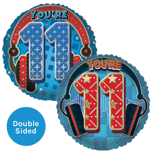 An 18 inch Cool Headphones Age 11 Foil Balloon, manufactured by Sensations.