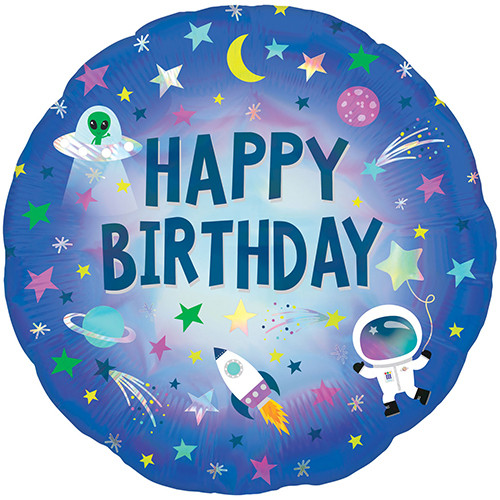 18 inch Birthday Outer Space Holographic Foil Balloon (1)