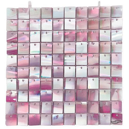 Iridescent Pink Square Sequin Wall Panel - 30cm x 30cm (1)