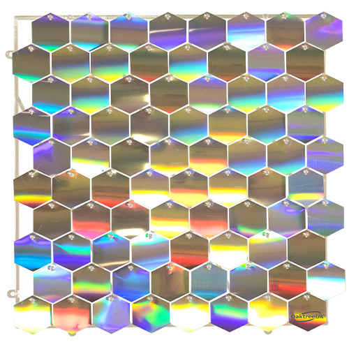 Iridescent Silver Hexagon Sequin Wall Panel - 30cm x 30cm (1)