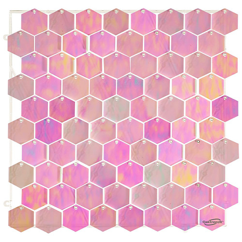 Iridescent Pink Hexagon Sequin Wall Panel - 30cm x 30cm (1)
