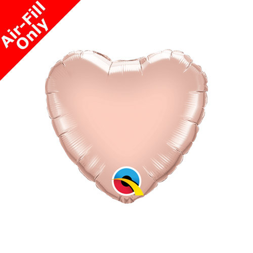 9" Qualatex Rose Gold Heart Foil Balloon (1) - UNPACKAGED