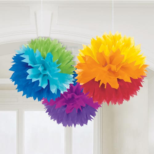 40cm Rainbow Fluffy Paper Decorations (3)