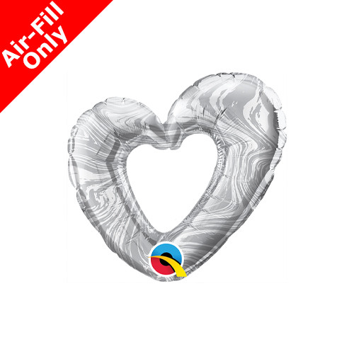 14 inch Silver Marble Heart Foil Balloon - UNPACKAGED (1)