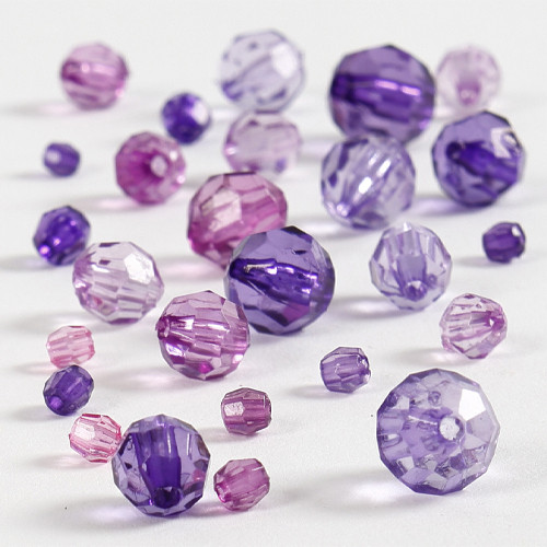 Purple Mix Acrylic Faceted Beads - 45g (1)