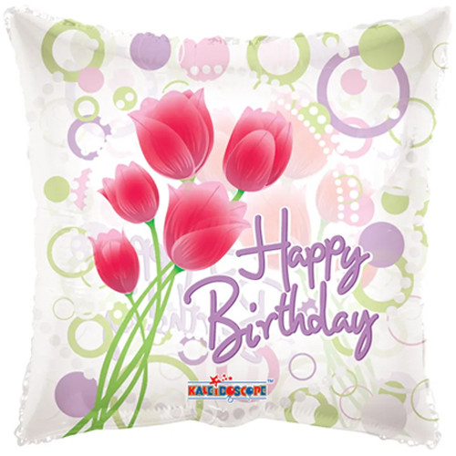 18 inch Birthday Tulips ClearView Balloon (1)