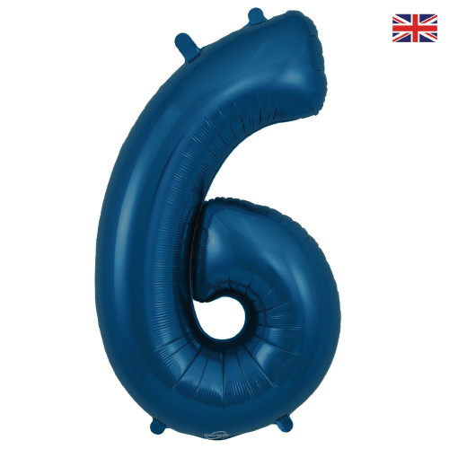 34 inch Oaktree Matte Navy Blue Number 6 Foil Balloon (1)