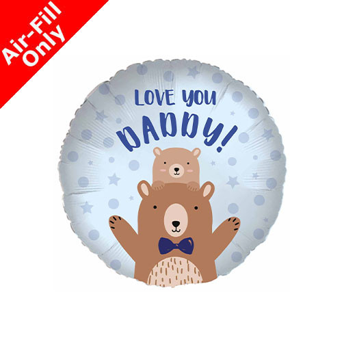 An unpackaged 9 inch Love You Daddy Bear Foil Balloon, manufactured by Amscan.