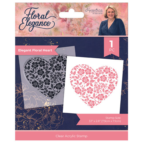A packet of 1 acrylic heart stamp from Crafter's Companion, the design includes leaves and flowers.
