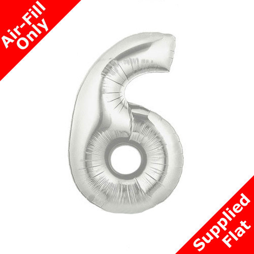 7 inch Silver Number 6 Foil Balloon (1) - Unpackaged