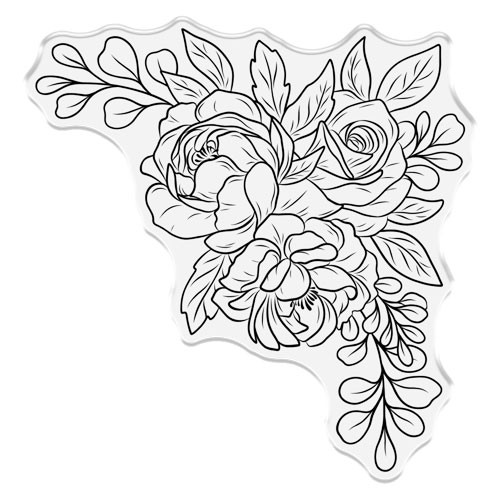 A floral corner stamp design featuring roses and leaves made by Crafter's Companion.