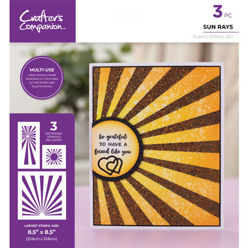 A sunray stencil design in packet, made by Crafter's Companion.