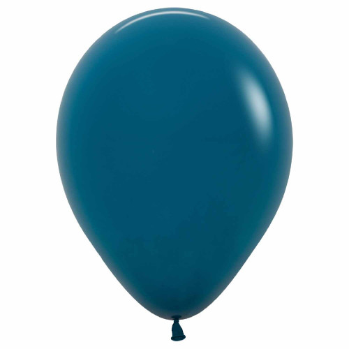 A 12" Deep Teal latex balloon, manufactured by Sempertex.