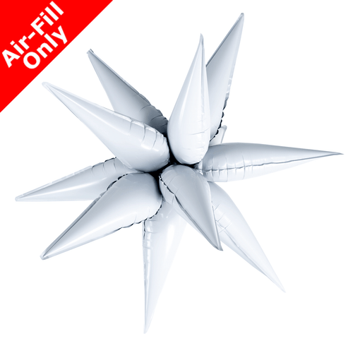 A 26 inch Off-White Starburst Foil Balloon, pointing in all directions!