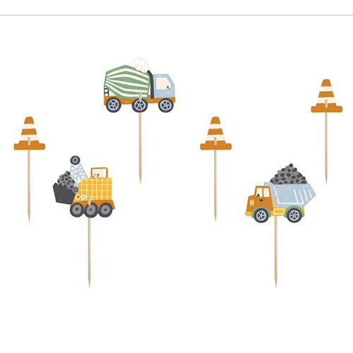 Construction and digger cake toppers