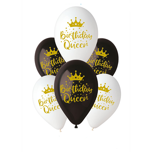 Black and white birthday balloons manufactured by Gemar