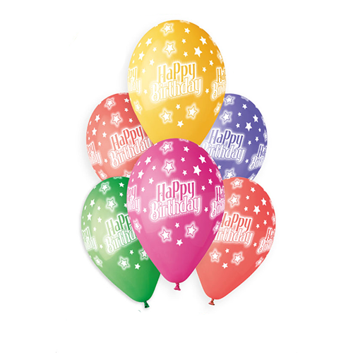 Happy Birthday themed latex balloons manufactured by Gemar