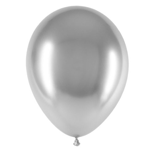 11 inch chrome silver latex balloons manufactured by Decotex