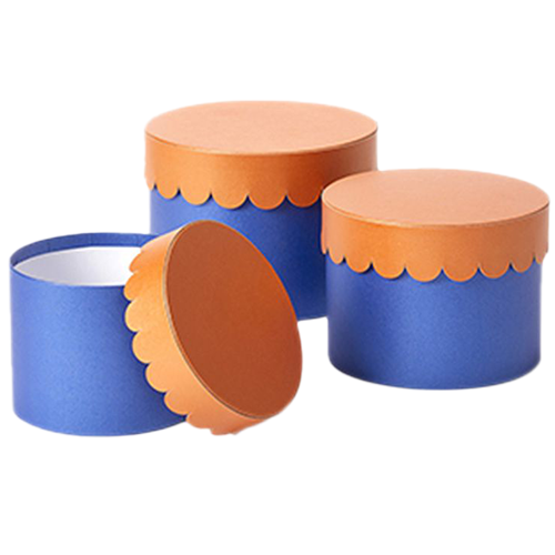 orange and purple hat boxes