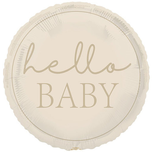An 18 inch Hello Baby Neutral Foil Balloon, manufactured by Unique!
