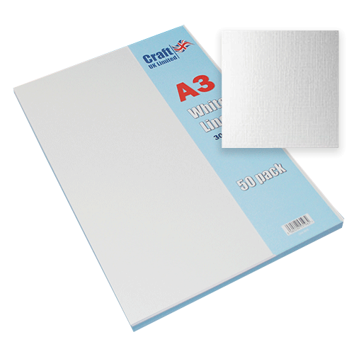 A pack of 50 A3 White Linen Card Sheets!
