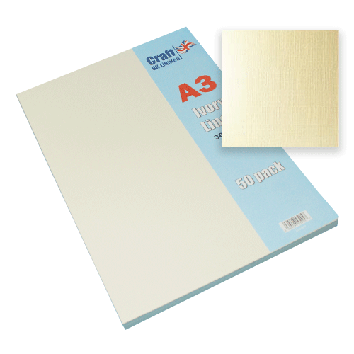 A pack of 50 A3 Ivory Linen Card Sheets!