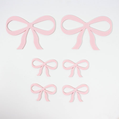 Baby Pink Line Art Acrylic Bows - Essentials Pack (6)