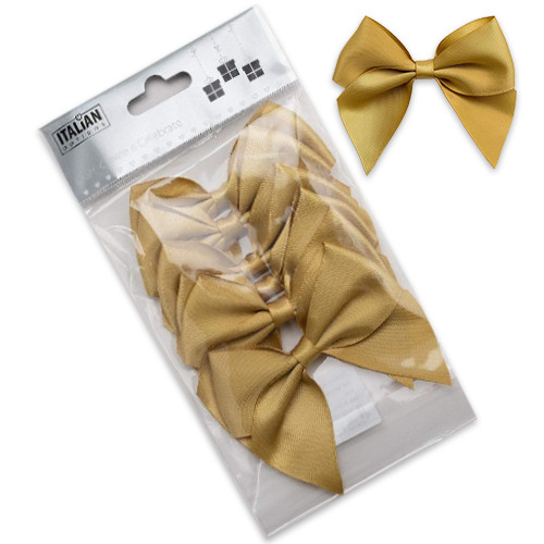 A pack of 6 Gold Satin Ribbon Bows, each one measuring 10cm!
