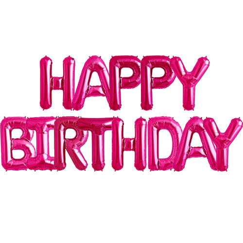 HAPPY BIRTHDAY - 34 inch Magenta Foil Letter Balloon Pack (1)