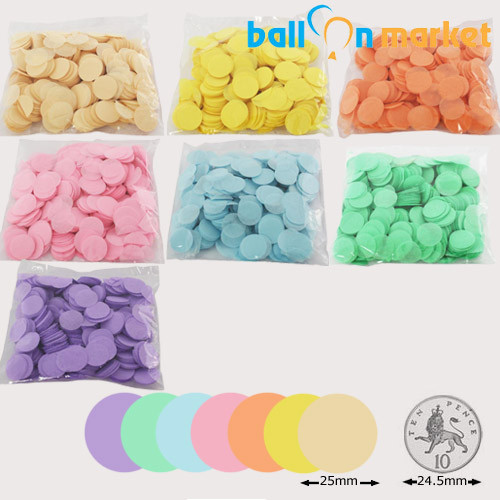 25mm Circle Tissue Paper Confetti Pastel Pack (7 Colours)