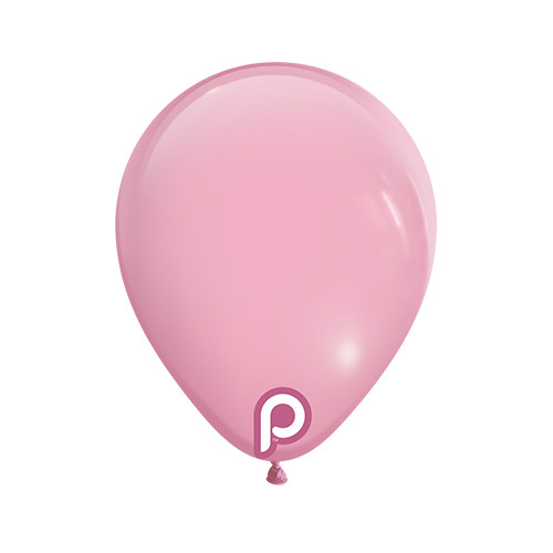 A 5 inch pink coloured latex balloon manufactured by Prima