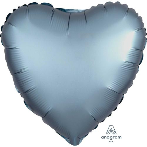 18" Steel Blue Satin Heart Foil Balloon (1) - UNPACKAGED