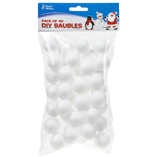 A pack of 40 polyfoam balls used for making Christmas baubles