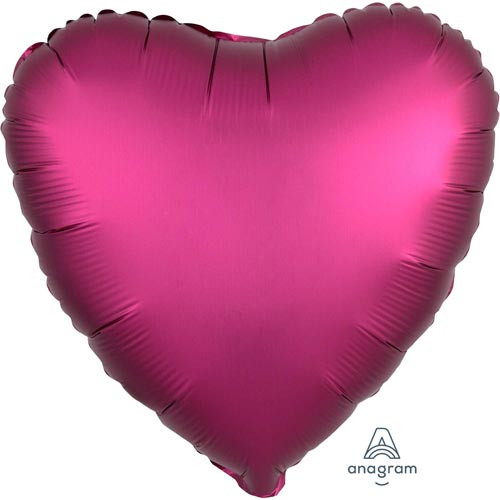 18" Pomegranate Satin Heart Foil Balloon (1) - UNPACKAGED