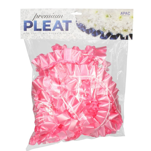 A bag of baby pink pleated floristry ribbon