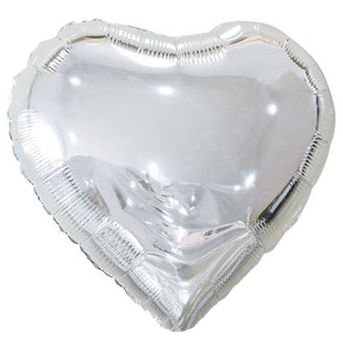 An 18 inch Silver Heart Foil Balloon, manufactured by Sensations International!