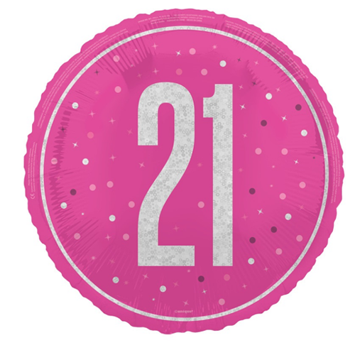 21st Birthday Pink Glitz Foil Balloon