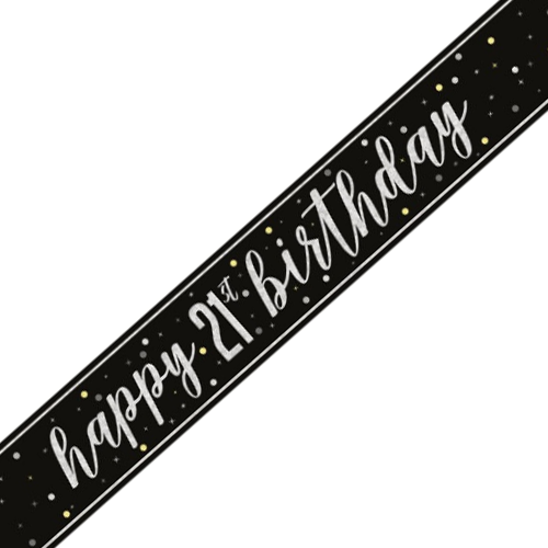 21st Birthday Glitz Black & Silver Foil Banner