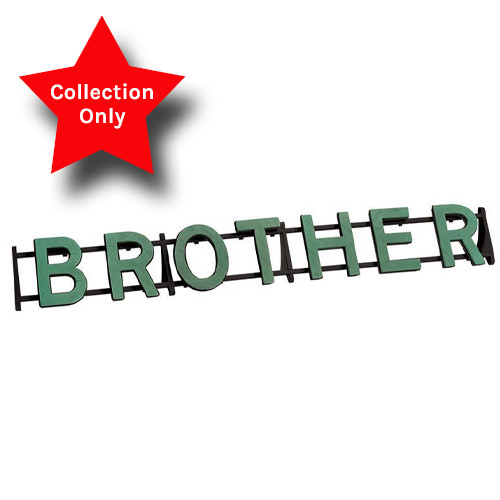 A floral foam display, spelling out the word 'BROTHER', manufactured by Oasis.