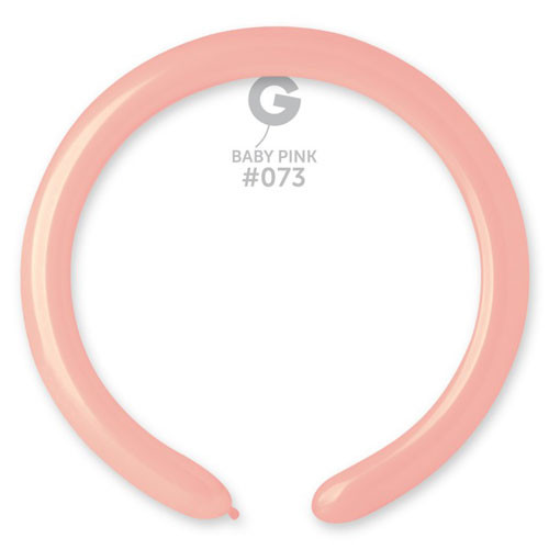 A 2" baby pink entertainer balloon, manufactured by Gemar.