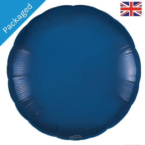 A navy blue coloured round foil balloon manufactured by Oaktree UK