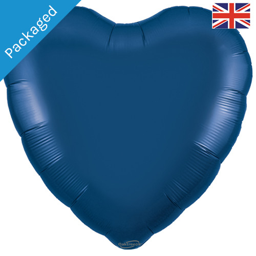 A navy blue coloured heart shaped foil balloon manufactured by Oaktree UK