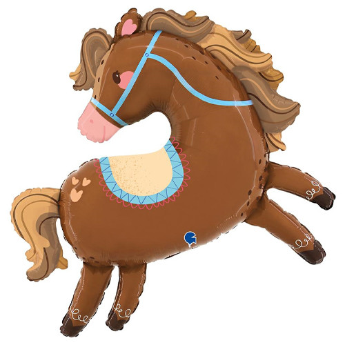 A brown horse foil balloon manufactured by Grabo Balloons