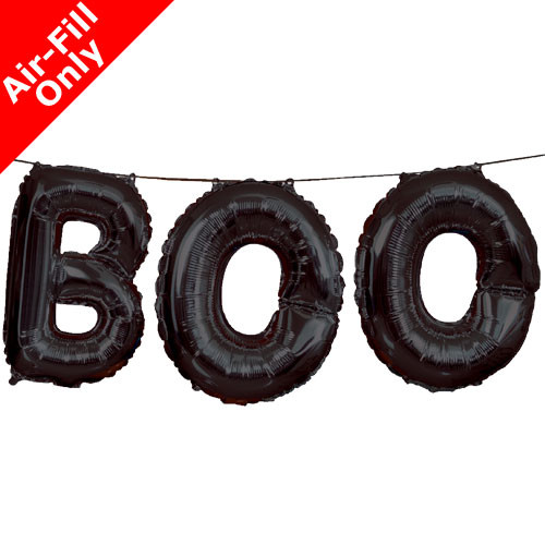 14 inch Black Boo Foil Balloon Banner Pack (1)