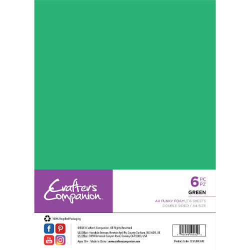 A pack of A4 green foam sheets, manufactured by Crafter's Companion.