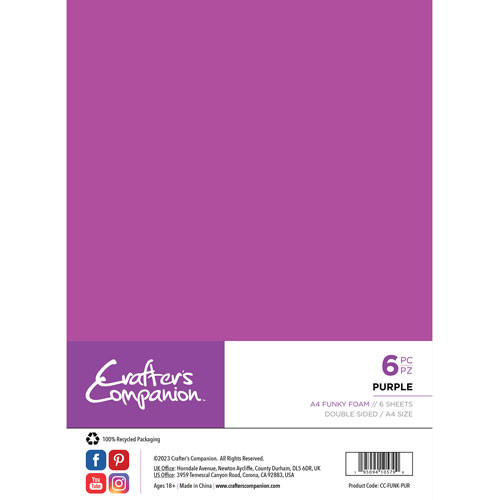 A pack of A4 purple foam sheets, manufactured by Crafter's Companion.