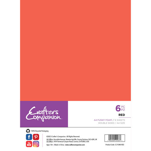 A pack of A4 red foam sheets, manufactured by Crafter's Companion.