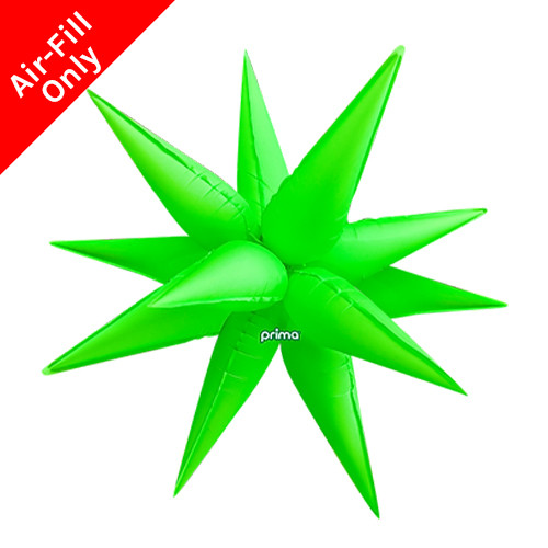 A 26" Electric Green Starburst Deco Balloon, manufactured by Prima!