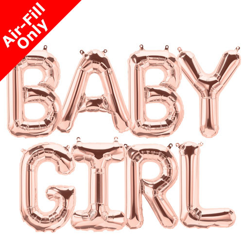 BABY GIRL - 16 inch Rose Gold Foil Letter Balloon Pack (1)