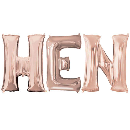 HEN - 34 inch Rose Gold Foil Letter Balloon Pack (1)